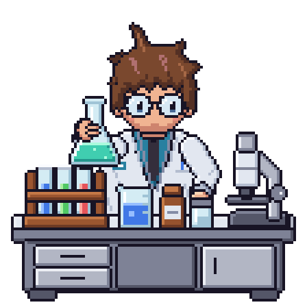 The thebench.bio lab assistant at a lab bench, holding a flask